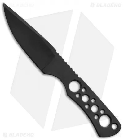 Custom Crawford Drop Point Neck Knife Fixed Blade (3" Black Plain) 1 Custom Crawford Drop Point Neck Knife Fixed Blade (3" Black Plain)