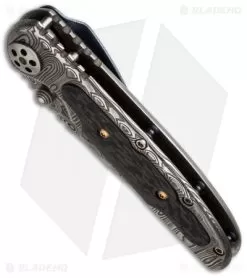 Allen Elishewitz Custom Damascus Frame Lock Knife Carbon Fiber (3.25" Damascus) -Knife Shop elishwitz custom dam carbon fiber bottom cm