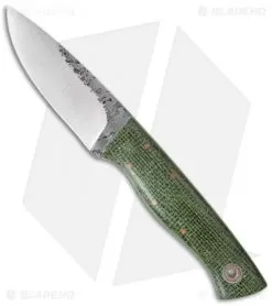 Fiddleback Forge Bushfinger Knife Emerald Burlap Micarta (4" Satin)