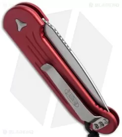 Microtech LUDT Automatic Knife Red (3.4" Stonewash) 135-10RD -Knife Shop microtech 135 10rd side cm