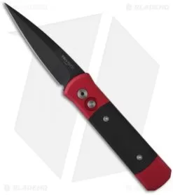 Pro-Tech Godson Red Automatic Knife Black G-10 (3.15" Black) 702