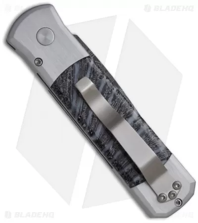 Pro-Tech Custom Damascus Godson Automatic Knife W/ Brain Coral (3.15" Plain) 2 Pro-Tech Custom Damascus Godson Automatic Knife W/ Brain Coral (3.15" Plain) - Image 2
