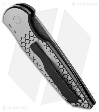 Pro-Tech TR-3 Fish Scale Custom Tactical Response Automatic (3.5" Damascus) 2 Pro-Tech TR-3 Fish Scale Custom Tactical Response Automatic (3.5" Damascus) - Image 2