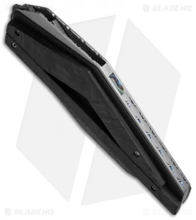 Corrie Schoeman D-Fuse Flipper Knife Marble Carbon Fiber (3.3" Damascus) 2 Corrie Schoeman D-Fuse Flipper Knife Marble Carbon Fiber (3.3" Damascus) - Image 2