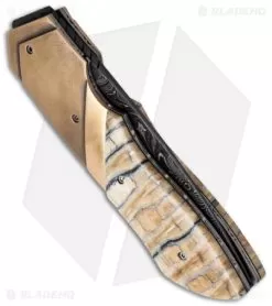 Corrie Schoeman D Vour Flipper Knife Mammoth/Bronze (3.25" Damascus) -Knife Shop schoeman d vour 2015 side cm