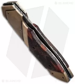 Corrie Schoeman D Vour Flipper Knife Banksia Pod/Bronze (3.375" Damascus) -Knife Shop schoeman d vour oct 2014 side