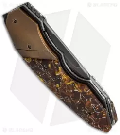 Corrie Schoeman X-Pert Flipper Knife Bronze/Synthetic Resin (2.9" Hamon) -Knife Shop schoeman x pert resin hamon cm side