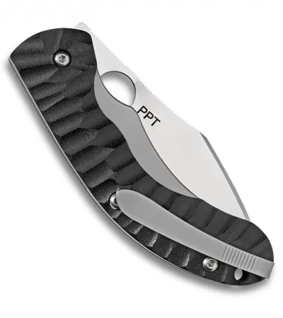 Spyderco Perrin PPT Folding Knife Black Corrugated G-10 (3.16" Satin) C135GP 2 Spyderco Perrin PPT Folding Knife Black Corrugated G-10 (3.16" Satin) C135GP - Image 2