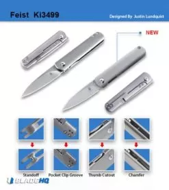 Kizer Feist Front Flipper Knife Gray Titanium (2.8" Stonewash) Ki3499 -Knife Shop weekof08 03 20